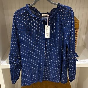 Vineyard Vines Lurex Clip Dot Blouson Sleeve Top